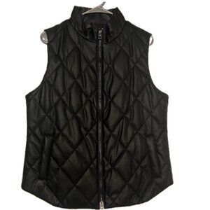 Black Quilted Faux Leather Vest